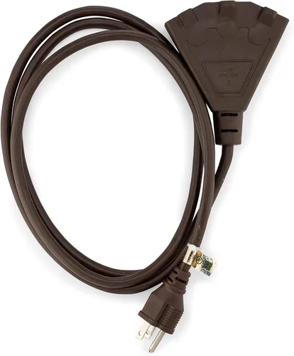 Vista 10 de Cable alargador de Holiday Lighting Outlet para interiores o exteriores de 16/3, 3 tomas de corriente, 3 clavijas, certificación UL Negro