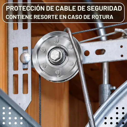 Vista 6 de Kit de polea y cable para puerta de garaje, juego de 4 poleas con 2 cables de acero, se adapta a puertas de garaje de 7 pies y 8 pies, poleas