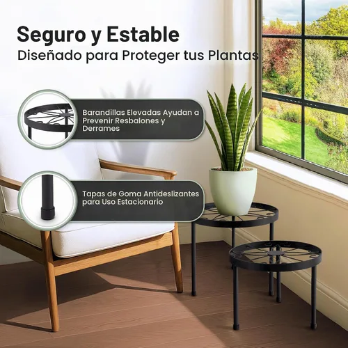 Vista 8 de Soporte para plantas de interior con ruedas, (2 tamaños), elevadores de metal para macetas (12 y 10 pulgadas de diámetro)
