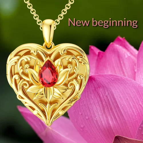 Vista 6 de SOULMEET - Collar con relicario en forma de corazón con girasol donde se pueden guardar fotografías de personas para tenerlas cerca de ti joyería
