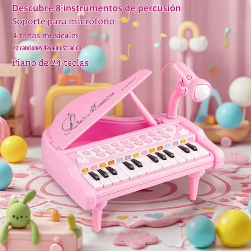 Vista 3 de Amy&Benton - Piano de juguete para bebés niña o niños pequeños, regalo de cumpleaños para niños de 1, 2, 3 o 4 años, rosa