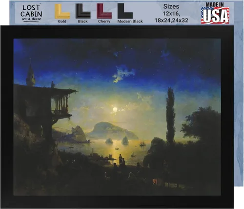 Vista 60 de Lost Cabin Dusk on the Golden Horn de Ivan Aivazovsky Impresión en marco plano negro Reproducción de pinturas de obras de arte finas Regalo