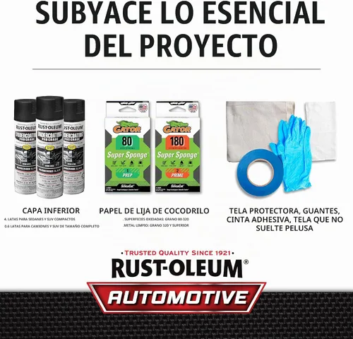 Vista 10 de Aerosol de pintura básica automático de 15 onzas Rust-Oleum 248656, negro profesional Prevención de óxido y corrosión, revestimiento automotriz