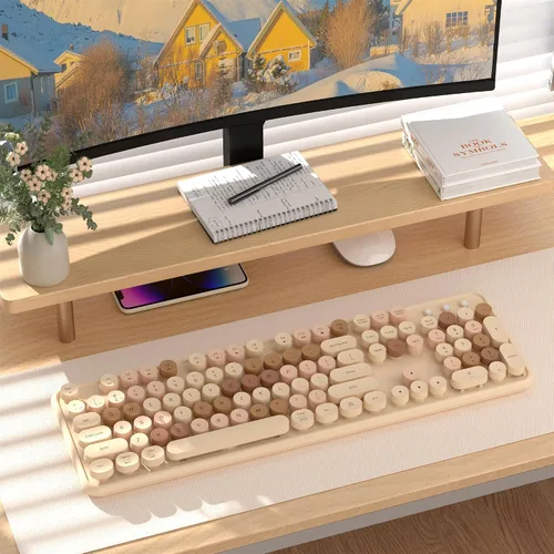 Vista 2 de Teclado Bluetooth inalámbrico colorido (té de leche colorido)
