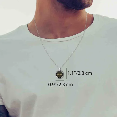 Vista 3 de NanoStyle Collar de latido de corazón para hombre en más de 100 idiomas dije de regalo para el día de San Valentín oro puro con inscripciones