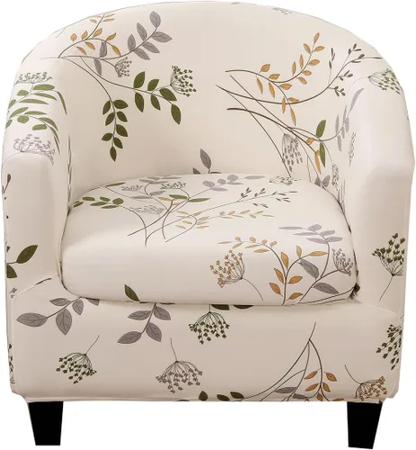 Vista 21 de CRFATOP - Funda elástica para sillón de club (2 piezas) 1 Club Cover & 1 Cushion Cover, Soft Round Tub Sofa Covers, Pet Friendly, Washable