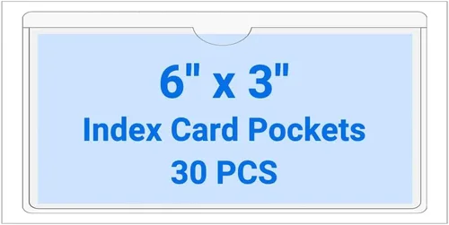 Vista 35 de 30 PCS Clear Self Adhesive Plastic Label Pockets, Top Loading Business & Library Index Card Holders, Peel and Stick Sleeves for Storage Bins, Totes