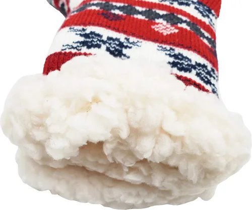 Vista 4 de Calcetines térmicos de sherpa para niños, 3 pares, bonitas pantuflas de Navidad antideslizantes de invierno, cálidas, ultra suaves para niños y niñas