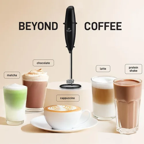 Vista 409 de Zulay Milk Boss Espumador de leche potente manual, hace espuma para latte, batidor para mezclar bebidas, café, miniespumador para capuchino, frappé