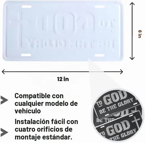 Vista 2 de Placa de matrícula universal inspiradora de lujo para automóvil, placa de automóvil a prueba de óxido, resistente a la intemperie, duradera, acabado