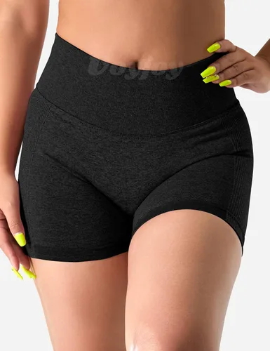 Vista 3 de VOYJOY Pantalones cortos de entrenamiento para mujer de 3.6 pulgadas, con levantamiento de glúteos, pantalones cortos de gimnasio sin costuras