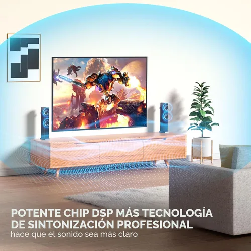 Vista 3 de Barra de sonido de 2.0 canales de 100 W para Smart TV, altavoz Bluetooth 5.3 desmontable 2 en 1 con 3 modos de ecualización y graves ajustables