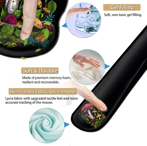 Vista 5 de Alfombrilla de mouse ergonómica para juegos con soporte de muñeca y teclado de espuma viscoelástica con base antideslizante para escritorio