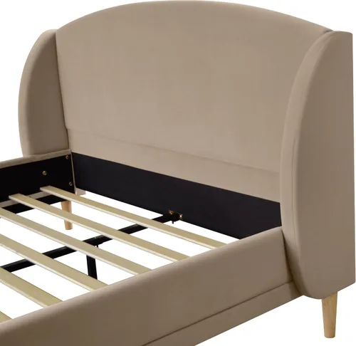 Vista 11 de Christopher Knight Home Hazel Velvet Queen Size Bed Frame with Wingback Headboard, Modern Queen Bed Frame and Headboard, Wooden Slats Support, Easy