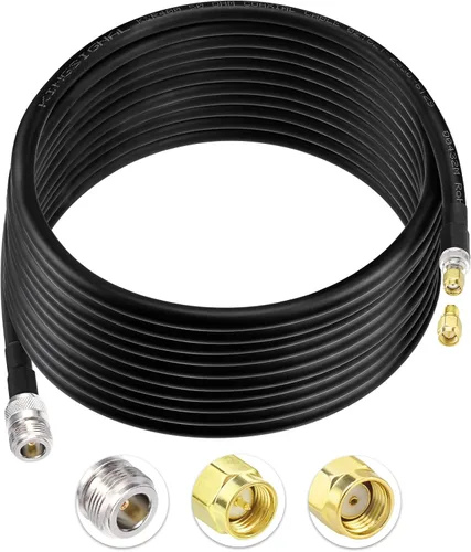 Vista 11 de Bingfu Lora Antenna ALSR400 - Cable de extensión RF de pérdida ultra baja de 10 pies - N hembra a RP-SMA macho - con adaptador SMA macho compatible