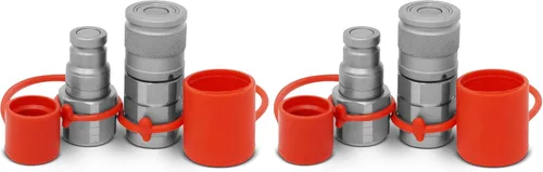 Vista 7 de Summit Hydraulics Juego de acoplador hidráulico de conexión rápida de cara plana de 3/8 pulgadas con tapas antipolvo, rosca NPT de 3/8
