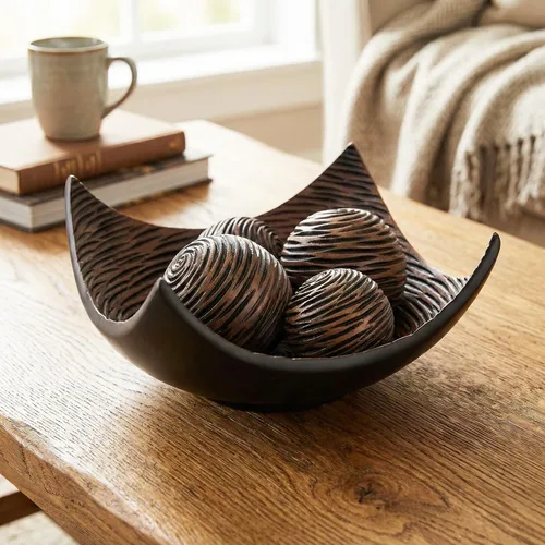 Vista 9 de Juego de 5 cuencos decorativos grandes con elegantes orbes/bolas, centro de mesa elegante para mesa de comedor/cocina, sala de estar o decoración