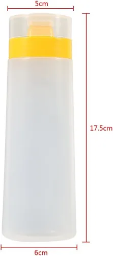 Vista 6 de Agatige Botellas exprimibles de salsa de tomate de 10 onzas, botella de condimento de resina plástica de 4 agujeros con tapa abatible a prueba
