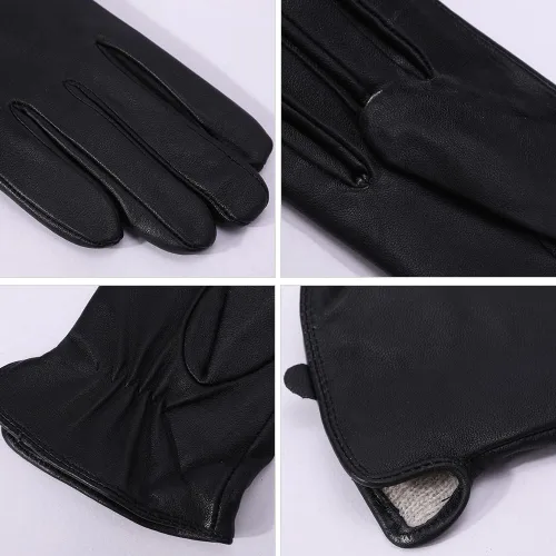 Vista 3 de MGGM collection Guantes de piel de cordero de napa para mujer, con forro de cachemira cálida