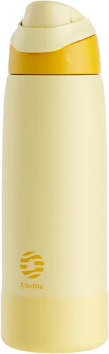 Vista 16 de FJbottle Botella de agua aislada de acero inoxidable, 24 onzas, sin popote, botella de agua deportiva a prueba de fugas con asa ajustable para Azul