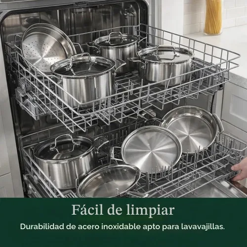 Vista 2 de Cuisinart - Juego de ollas y sartenes de acero inoxidable, compatible con inducción, 12 piezas 12-pc Cuisinart stainless steel cookware set with