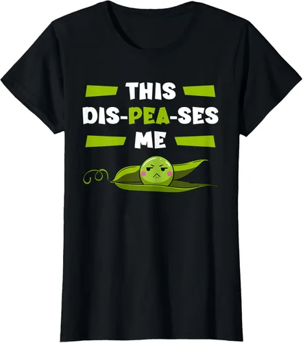 Vista 31 de Camiseta de semilla vegetariana de guisantes con flor de planta Dis-Peas-Ses Me, Negro