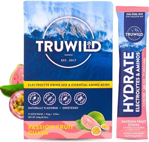Vista 10 de TruWild Polvo de hidratación natural con cero azúcar, electrolitos veganos + aminoácidos, bebida de recuperación para uso diario, suplemento