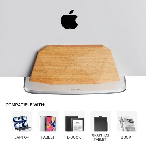 Vista 2 de AFOOYO Soporte vertical para laptop, soporte ajustable de madera para laptop, base de escritorio compatible con todos los MacBook, Surface