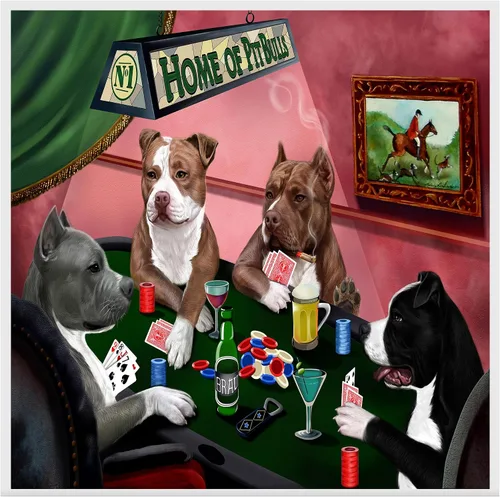 Vista 11 de Home of Poker Playing Pit Bull Dogs - Lienzo decorativo de pared de alta calidad listo para colgar, lienzo de pared impreso de animales únicos