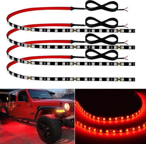Vista 12 de Keiurot Tira de luces LED para automóvil, 24 pulgadas, conectable, azul, para coches, barcos, carros de golf, camiones, impermeables, 12 V, paquete