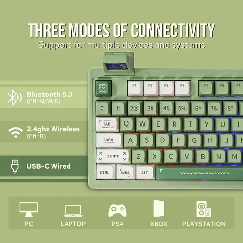 Vista 3 de EPOMAKER RT100 - Junta de 97 teclas BT5.02.4GUSB-C Teclado mecánico con pantalla de visualización personalizable, perilla, enchufe intercambiable