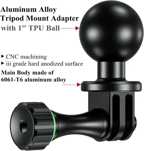 Vista 2 de BRCOVAN Adaptador de montaje en trípode para cámara de bola de 1 Compatible con soportes RAM tamaño B 1 '' bola doble zócalo brazo, para cámara