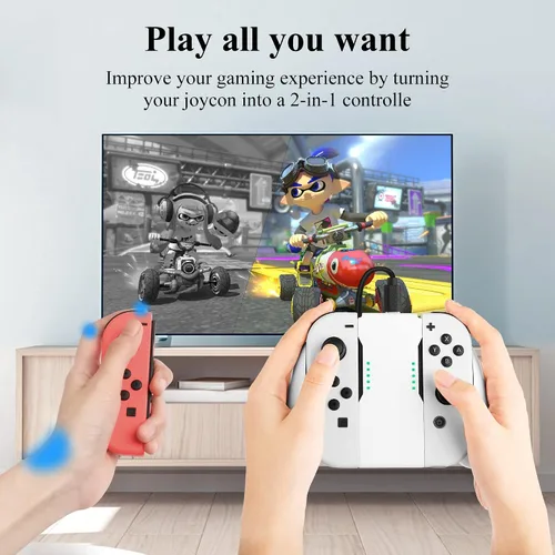 Vista 5 de GLDRAM Joycon Charger Grip for Nintendo Switch & Switch OLED Accessories, Switch Joy Con Controller Charging Grip with LED Indicator, Charging Cable