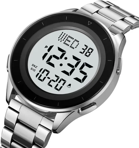 Vista 3 de Reginald Relojes para hombres Multifunción impermeable Reloj digital LED de pantalla grande Reloj digital cronógrafo de acero inoxidable Reloj