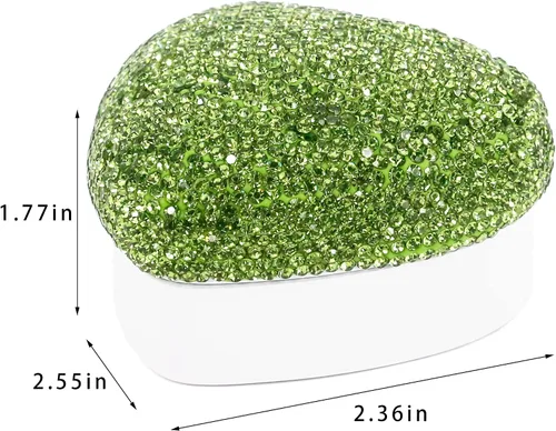 Vista 6 de Naimo Caja de anillo con forma de corazón de diamantes de imitación con luz LED, soporte de terciopelo para aretes, monedas, caja de joyería