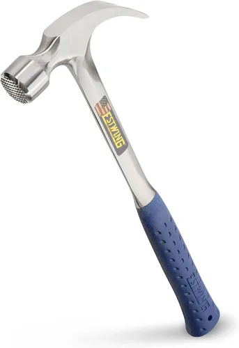 Vista 9 de ESTWING Martillo de encuadre, garra curvada de 22 oz con cara fresada y agarre de reducción de golpes - E3-22CMR