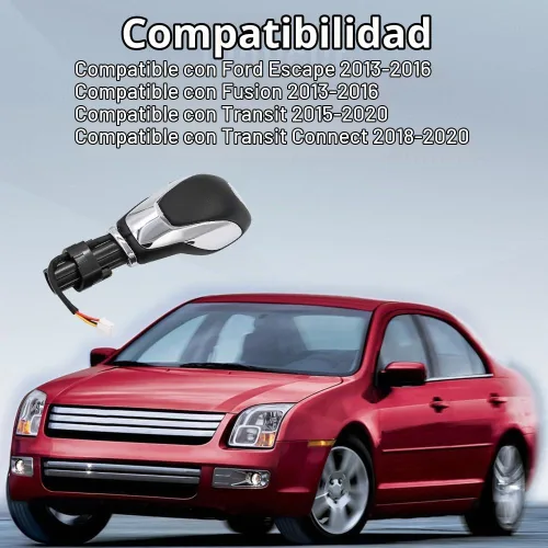 Vista 6 de Pomo de palanca de cambios automático con botón compatible con Ford Escape Cromo