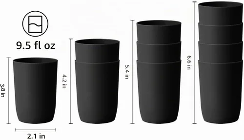 Vista 4 de Topsky Paquete de 4 vasos de baño – Plástico reutilizable para cepillo de dientes, enjuague bucal, cepillado Negro 4 piezas
