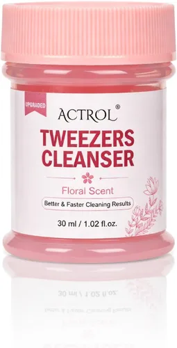 Vista 9 de ACTROL - Pinzas limpiadoras de pestañas azules de 0.8 fl oz con bola de esponja para eliminación de pegamento Blue 25ml Lash Tweezer Cleanser With