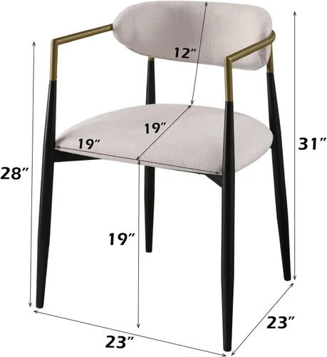 Vista 16 de Acme Jaramillo Barrel - Silla lateral en color beige y negro (juego de 2)