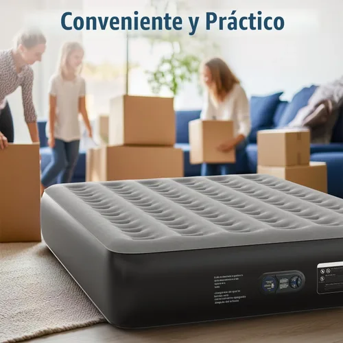 Vista 8 de Ezyrest Colchón de aire Queen con bomba incorporada, colchón inflable de doble altura de 13 pulgadas con parte superior flocada suave y bolsa de 13