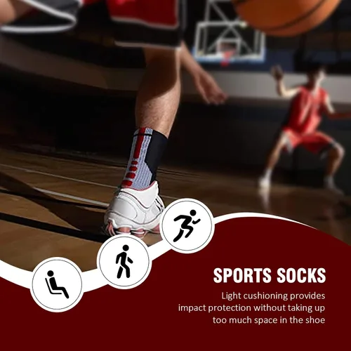 Vista 4 de Kickticks Calcetines de baloncesto, 3 pares de calcetines de compresión acolchados de media pantorrilla para hombres, niños, mujeres y niñas