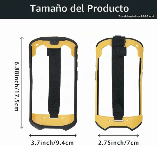 Vista 6 de Funda protectora para parachoques con correa de mano para Zebra TC51 TC510K TC52 TC56 TC57 (negro+amarillo)
