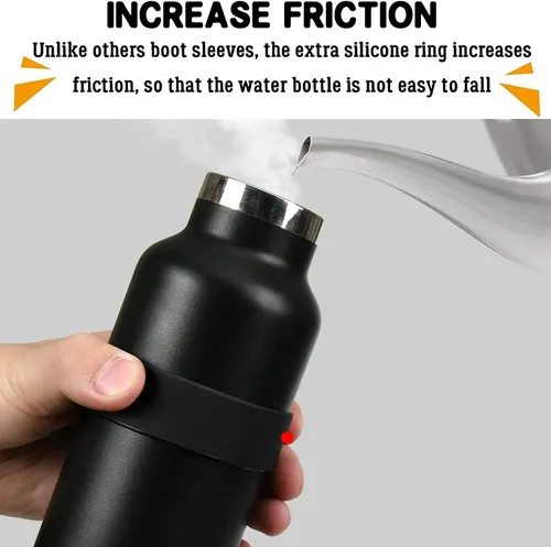 Vista 5 de 2 fundas de silicona para botella de agua, funda protectora de silicona, cubierta inferior antideslizante con anillo de silicona, sin BPA