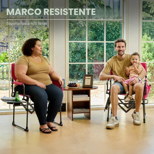 Vista 5 de EVER ADVANCED Silla de directores de camping con mesa auxiliar, plegable portátil con tamaño compacto, silla de césped resistente con bolsillo