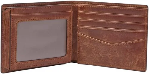 Vista 24 de Fossil Derrick - Cartera plegable de piel con bloqueo RFID y ventana de identificación abatible para hombre