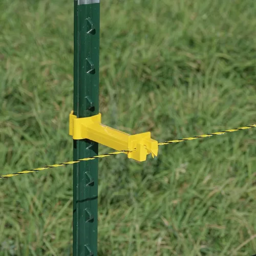 Vista 3 de Zareba IT5XY-Z Aislante con extensor de 5 pulgadas de enganche rápido, 25 por bolsa, amarillo Yellow Insulator for 1.25 or 1.33 Studded T-Post, No