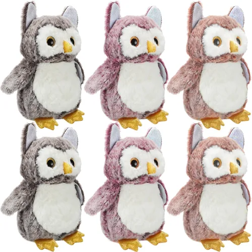 Vista 9 de Jenaai 6 piezas de animales de peluche de búho para bebés, juguete de peluche suave, búho relleno, recuerdos de fiesta de mago para niños pequeños