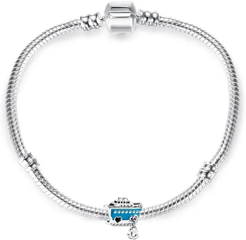 Vista 5 de Dijes de globos de corazón para mujeres, pulseras, collares, plata de ley 925, regalo de joyería de Navidad para el día de la madre