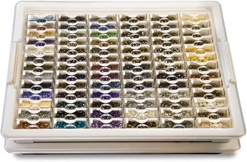 Vista 8 de Elizabeth Ward Bead Storage Solutions - Recipientes apilables de 82 piezas con tapa para suministros de arte y almacenamiento de manualidades